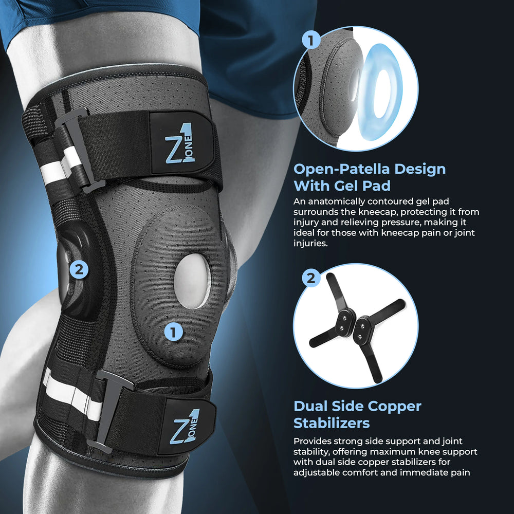 Knee brace with gel pad & copper stabilizers - Z1 Knee Brace