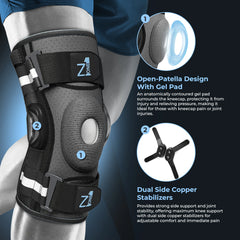 Knee brace with gel pad & copper stabilizers - Z1 Knee Brace
