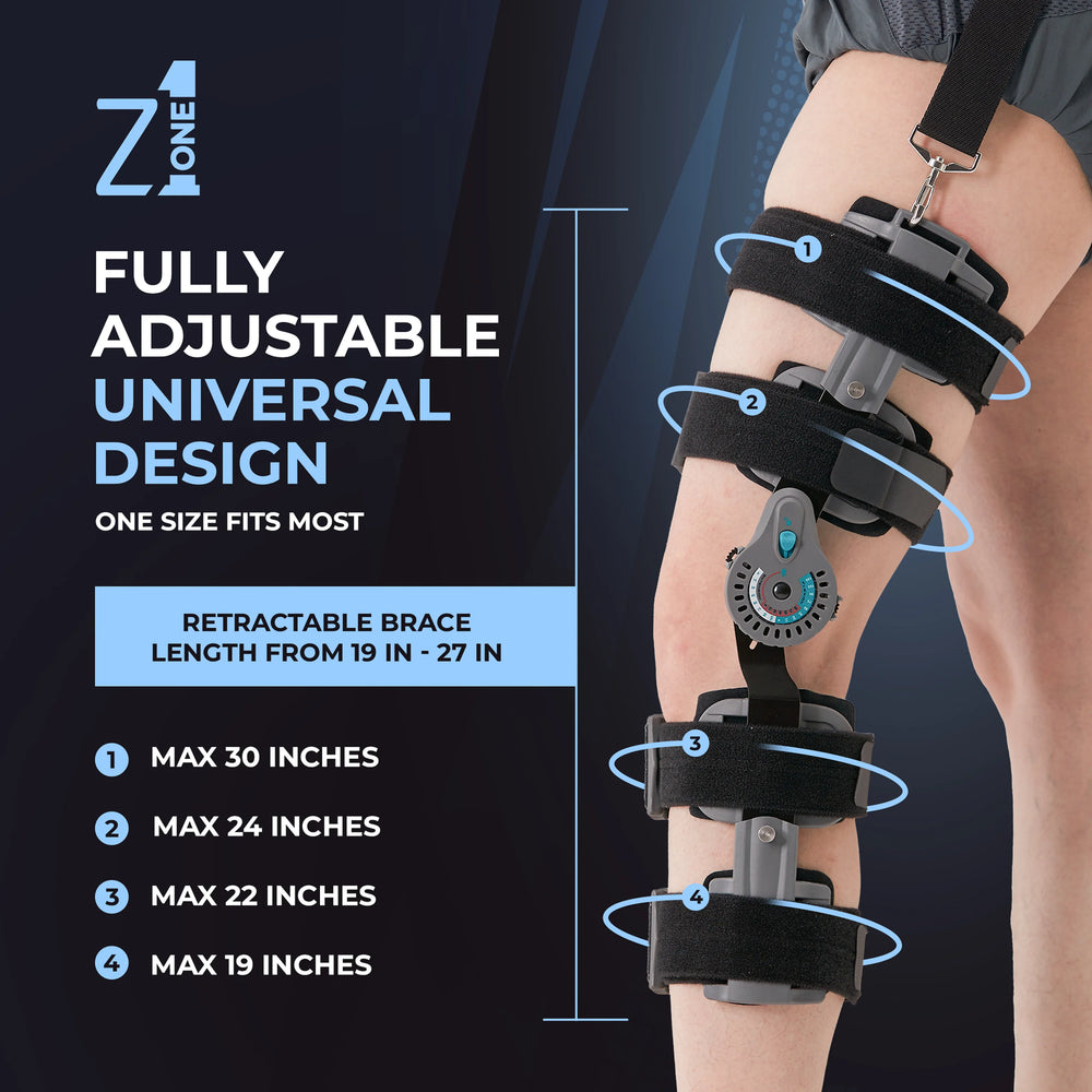 Retractable length brace from 19-27 inches - Z1 Knee Brace