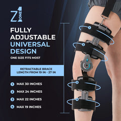 Retractable length brace from 19-27 inches - Z1 Knee Brace