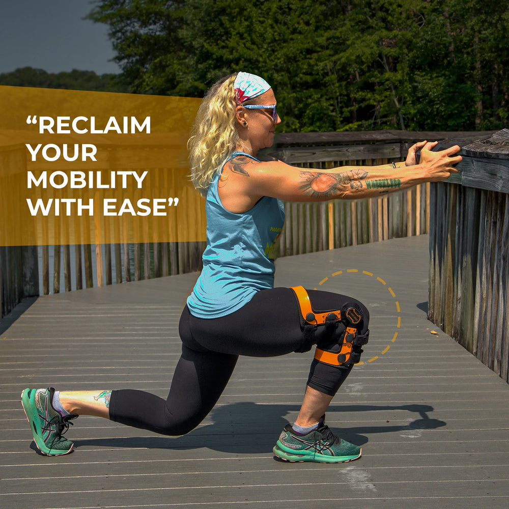 A lady exercising wearing our knee braces - Z1 Knee Brace