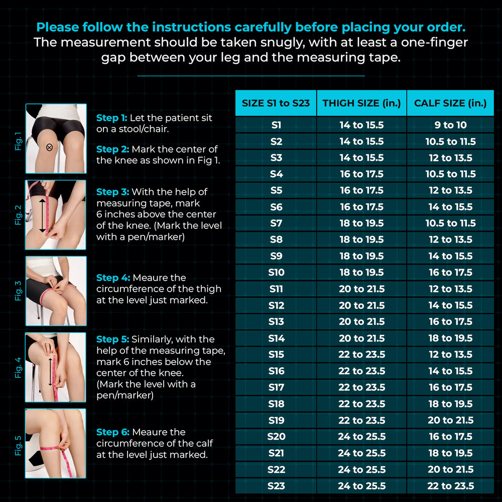 Measurement guide for different knee brace sizes - Z1 Knee Brace
