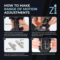 Instructions on making range of motion adjustments - Z1 Knee Brace